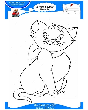 Çocuklar İçin Kedi Boyama Sayfaları 